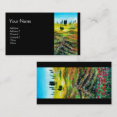 CARTE DE VISITE PAYSAGE TOSCANE AVEC POPIES (Devant / Derrière)