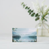 Carte De Visite Paysage Turquoise et Gold de Serene Misty Lake (Debout devant)