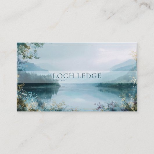 Carte De Visite Paysage Turquoise et Gold de Serene Misty Lake (Devant)