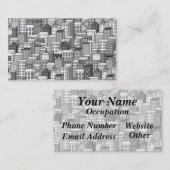 Carte De Visite Paysage urbain noir et blanc de vecteur (Devant / Derrière)