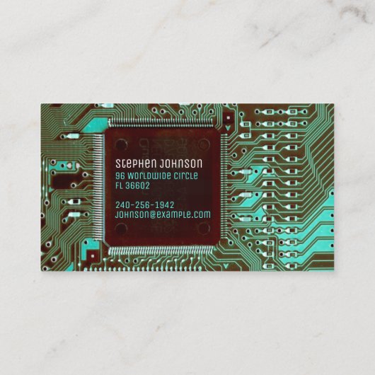 Carte De Visite PCB turquoises, circuit imprimé - Technologie (Dos)