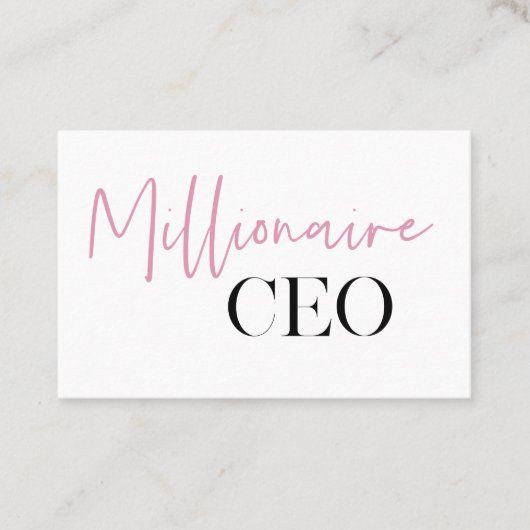 Carte De Visite PDG de minima millionnaire moderne | Rose Et Noir (Devant)