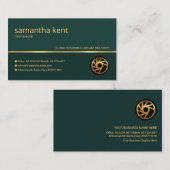 Carte De Visite PDG de minimalist Green Faux Gold Line (Devant / Derrière)