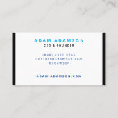 Carte De Visite PDG Fondateur moderne noir & blanc (Dos)