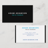 Carte De Visite PDG Fondateur moderne noir & blanc (Devant / Derrière)