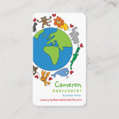 Carte De Visite Peace And Love Cute Cartoon Animaux du monde (Devant)