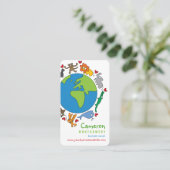 Carte De Visite Peace And Love Cute Cartoon Animaux du monde (Debout devant)