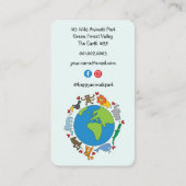 Carte De Visite Peace And Love Cute Cartoon Animaux du monde (Dos)