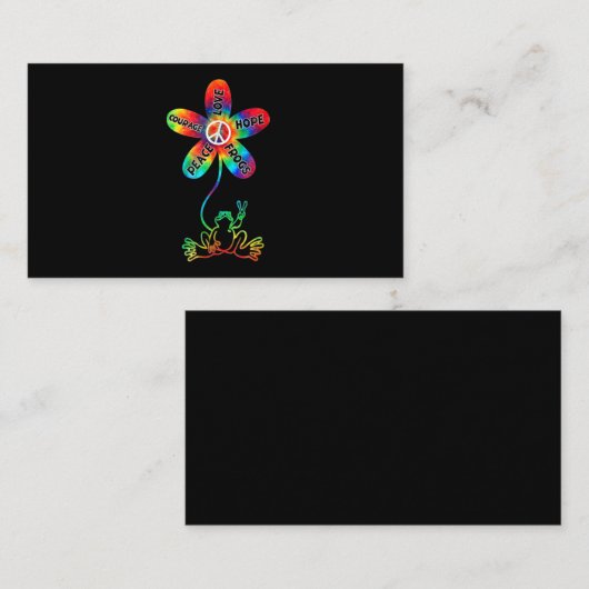 Carte De Visite Peace Courage Aimer Hope Frogs Hippie (Devant / Derrière)