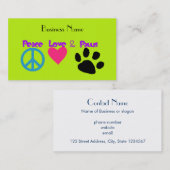 Carte De Visite Peace Love & Paws (Devant / Derrière)