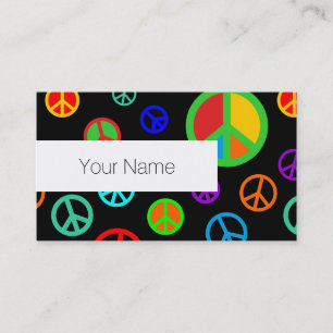 Carte De Visite PEACE - motif plat multicolore + votre backgr.