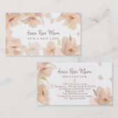 Carte De Visite *~* Peach Abstrait Floral Beige Aquarelle Douce (Devant / Derrière)