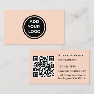 Carte de visite Peach Ajoutez votre logo avec QR C