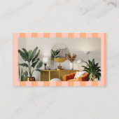 Carte De Visite Peach Blush Stripes QR Code Photo Social Media (Dos)