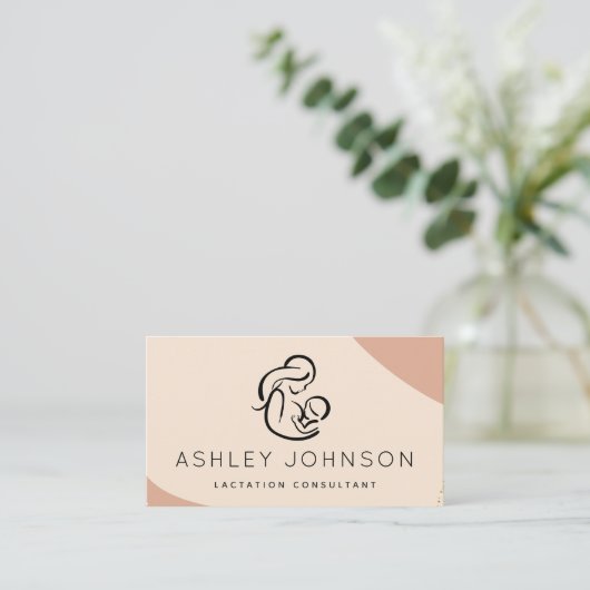 Carte De Visite Peach Boho Lactation Consultant Allaitement (Debout devant)
