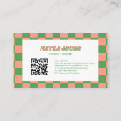 Carte De Visite Peach Checkboard moderne Retro Professional (Dos)