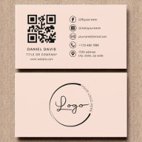 Peach Coral Professional Company Logo Code QR