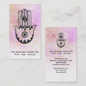 Carte De Visite *~* Peach Crater of Moon Hamsa Main de Fatima Yoga (Devant / Derrière)