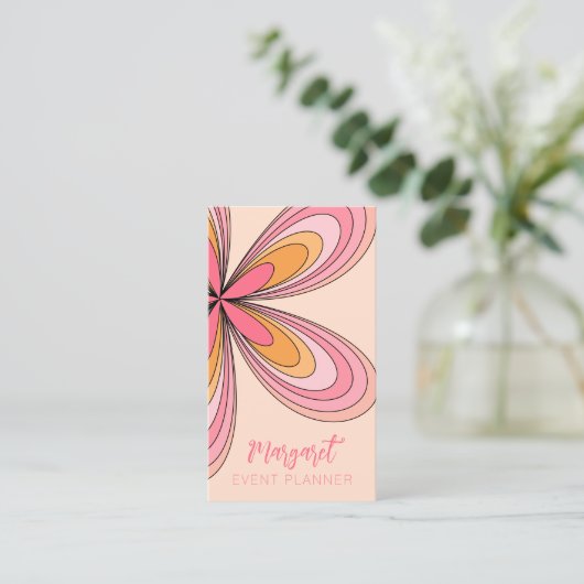 Carte De Visite Peach Daisy Event Planner Super les années 70 Hipp (Debout devant)