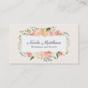 Carte De Visite Peach et rose aquarelle Floral