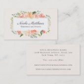Carte De Visite Peach et rose aquarelle Floral (Devant / Derrière)