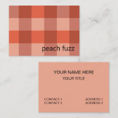 Carte De Visite Peach Fuzz Orange Checkerboard Motif (Devant / Derrière)