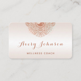 Carte De Visite Peach Mandala Wellness Coach Médias sociaux modern