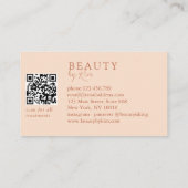 Carte De Visite Peach Minimal Elegant Salon QR Code (Dos)