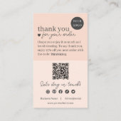 Carte De Visite Peach Modern Script QR Code, Merci (Dos)