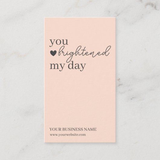 Carte De Visite Peach Modern Script QR Code, Merci (Devant)