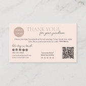 Carte De Visite Peach Modern Script QR Code, Merci (Dos)