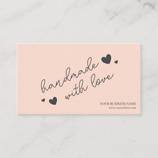 Carte De Visite Peach Modern Script QR Code, Merci (Devant)