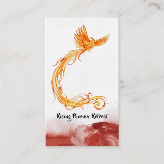 Carte De Visite *~* Peach Orange Burgunge Red Phoenix Flames (Devant)