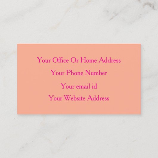 Carte De Visite Peach Orange Hot Pink Retro Modern Professional (Dos)