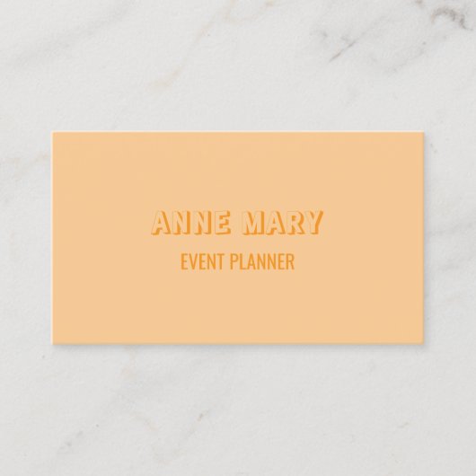 Carte De Visite Peach Orange Retro Modern Chic Girly Professional (Devant)