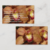 Carte De Visite Peach Orchids with Raindrops Floral (Devant / Derrière)