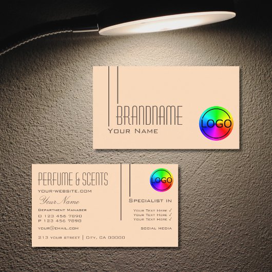 Carte De Visite Peach Pastel clair avec logo professionnel moderne