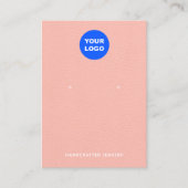 Carte De Visite Peach Pink Ajouter Logo Écran d'oreille en cuir (Devant)