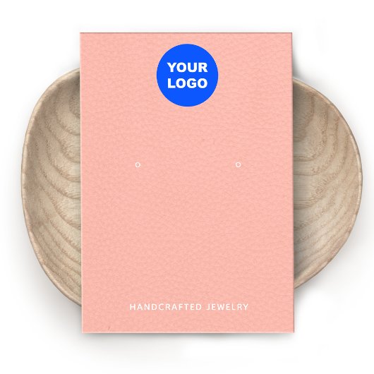 Carte De Visite Peach Pink Ajouter Logo Écran d'oreille en cuir