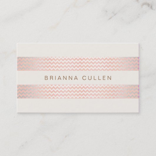 Carte De Visite Peach Pink tendance Chevron élégant chic (Devant)