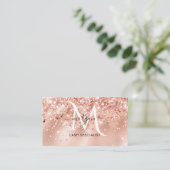 Carte De Visite Peach Shimmer Parties scintillant Rose or Monogram (Debout devant)