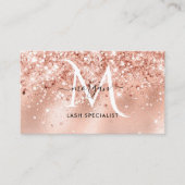 Carte De Visite Peach Shimmer Parties scintillant Rose or Monogram (Devant)