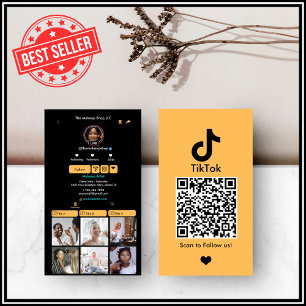 Carte De Visite Peach TikTok Social Media QR Code