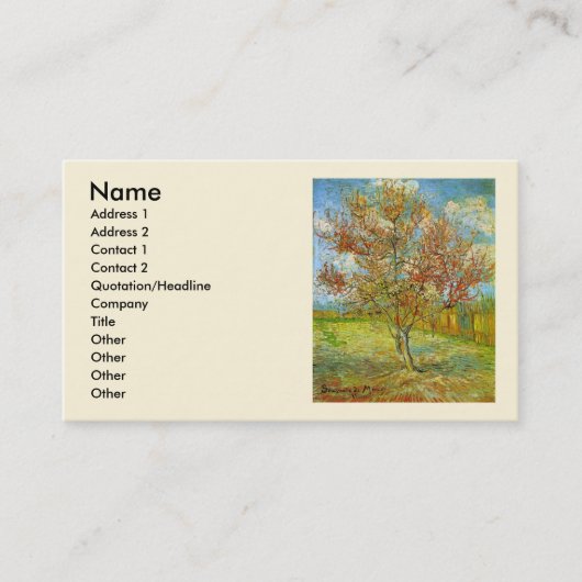 Carte De Visite Peach Tree rose en fleurs par Vincent van Gogh (Devant)
