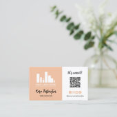 Carte De Visite Peach Your Logo QR Code Photo Social Media (Debout devant)