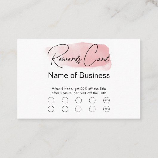 Carte De Visite Peachy Watercolor Customer Rewards (Devant)