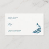 Carte De Visite Peacock blanc sur Turquoise Bold Design Art Déco m (Dos)