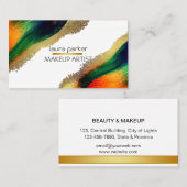 Carte De Visite Peacock Elegant Abstrait Gold Parties scintillant  (Devant / Derrière)