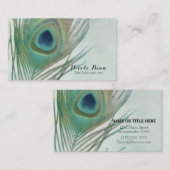 Carte De Visite Peacock Feather Boho Chic Aquarelle personnalisée (Devant / Derrière)