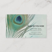 Carte De Visite Peacock Feather Boho Chic Aquarelle personnalisée (Dos)